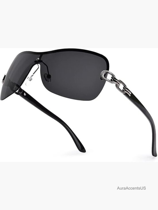 Y2K Wrap-Around Sunglasses with Metal Chain Temples - UV Protection main image 6